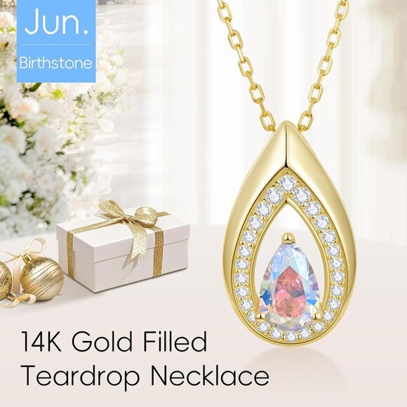 Kstyle 14K Gold Plated Sterling Silver Birthstone Pendant Necklace for Women - Picture 2 of 6